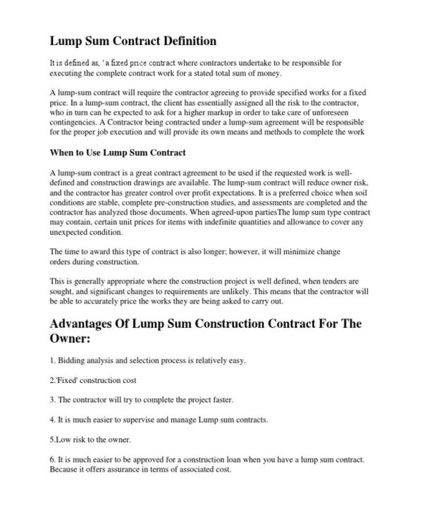 Lump-Sum Contract