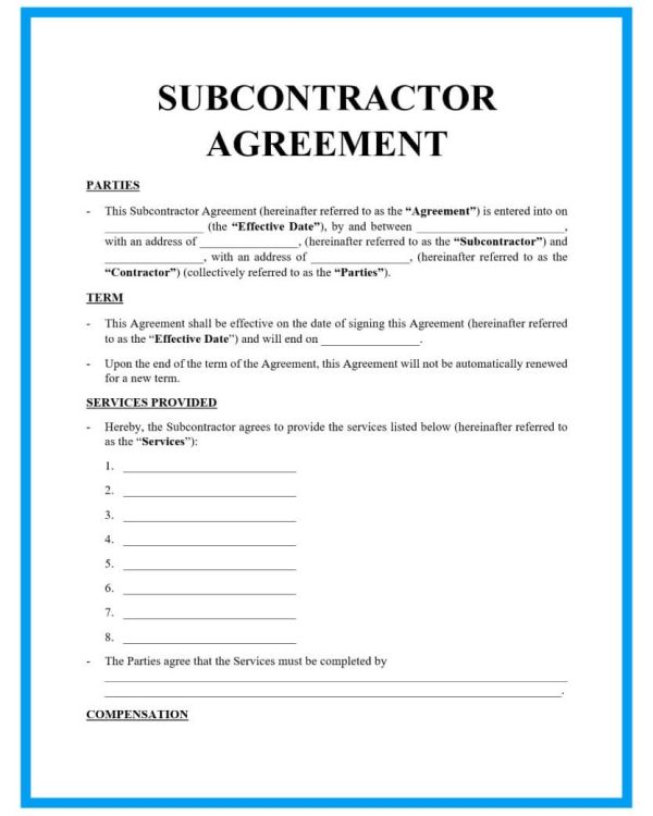 Subcontractor Agreement